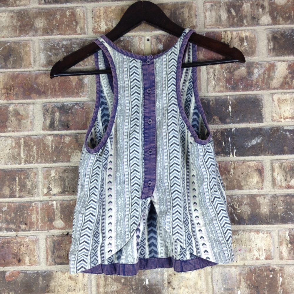 Ecote Urban Outfitters Racer Button Back Top Faded